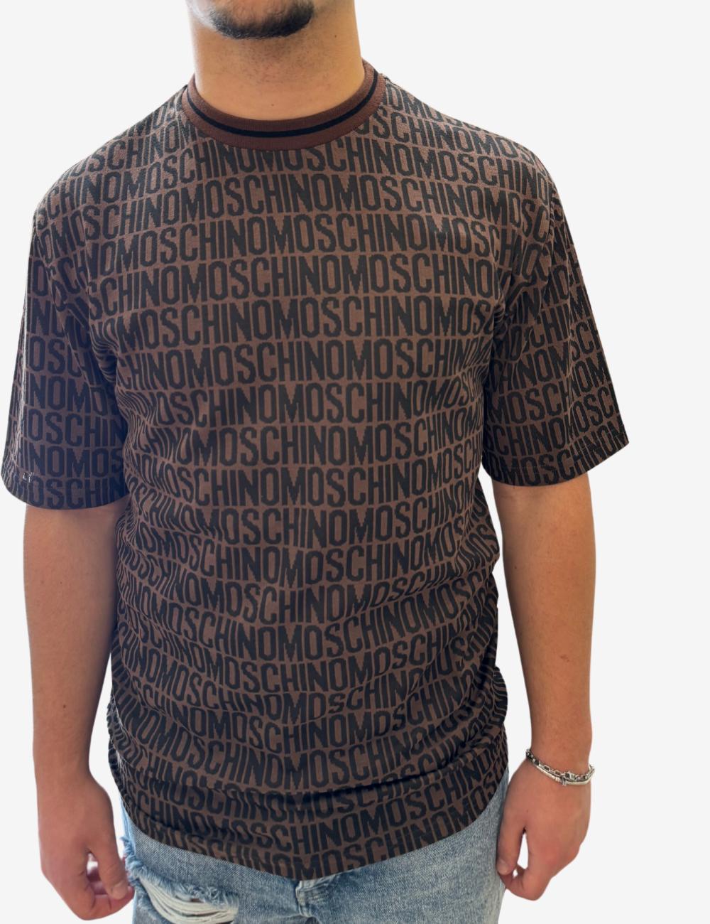 T-Shirt Moschino logata jacquard uomo