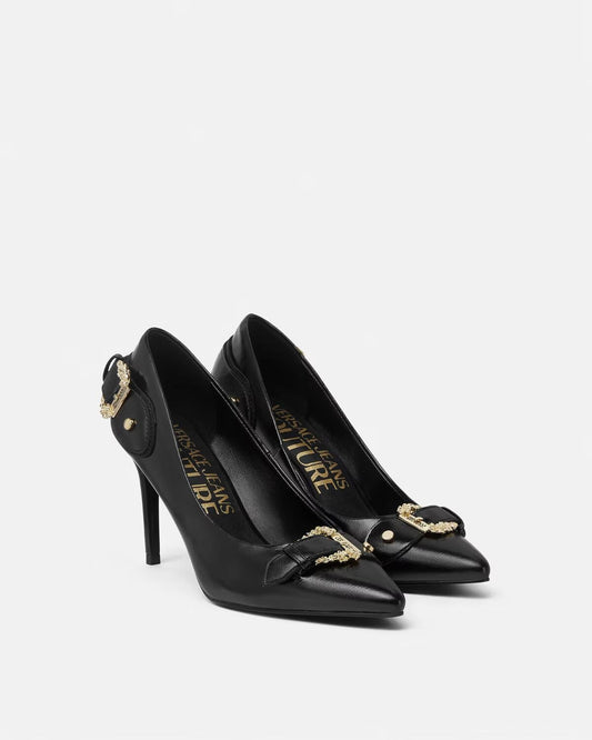 Tacchi Versace Jeans Couture in pelle con fibbie donna