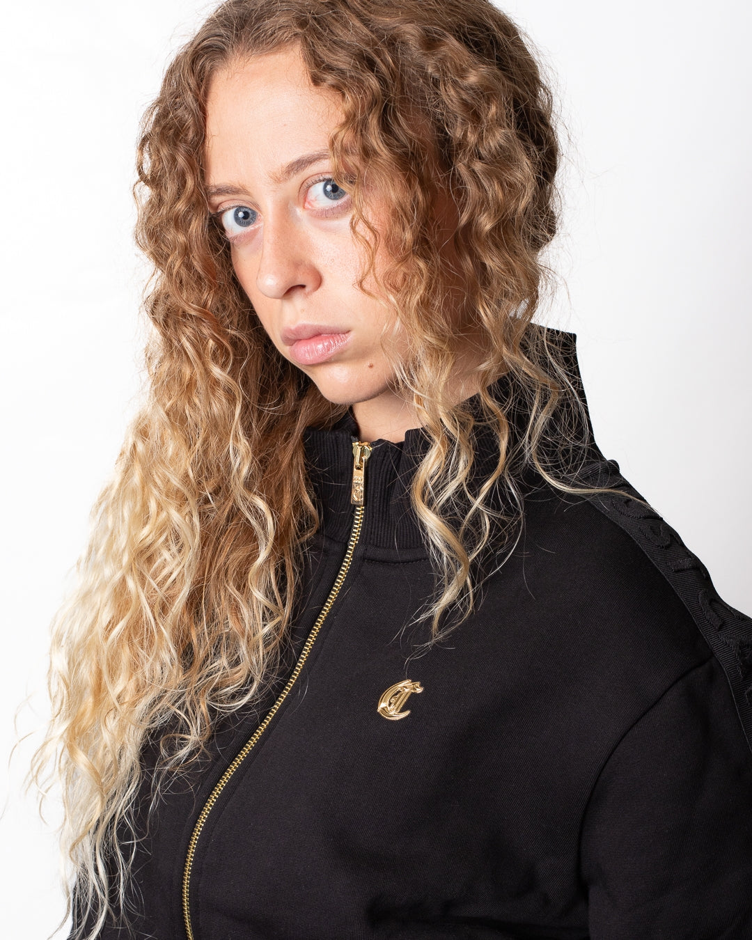 Felpa Just Cavalli fullzip con bande logate donna