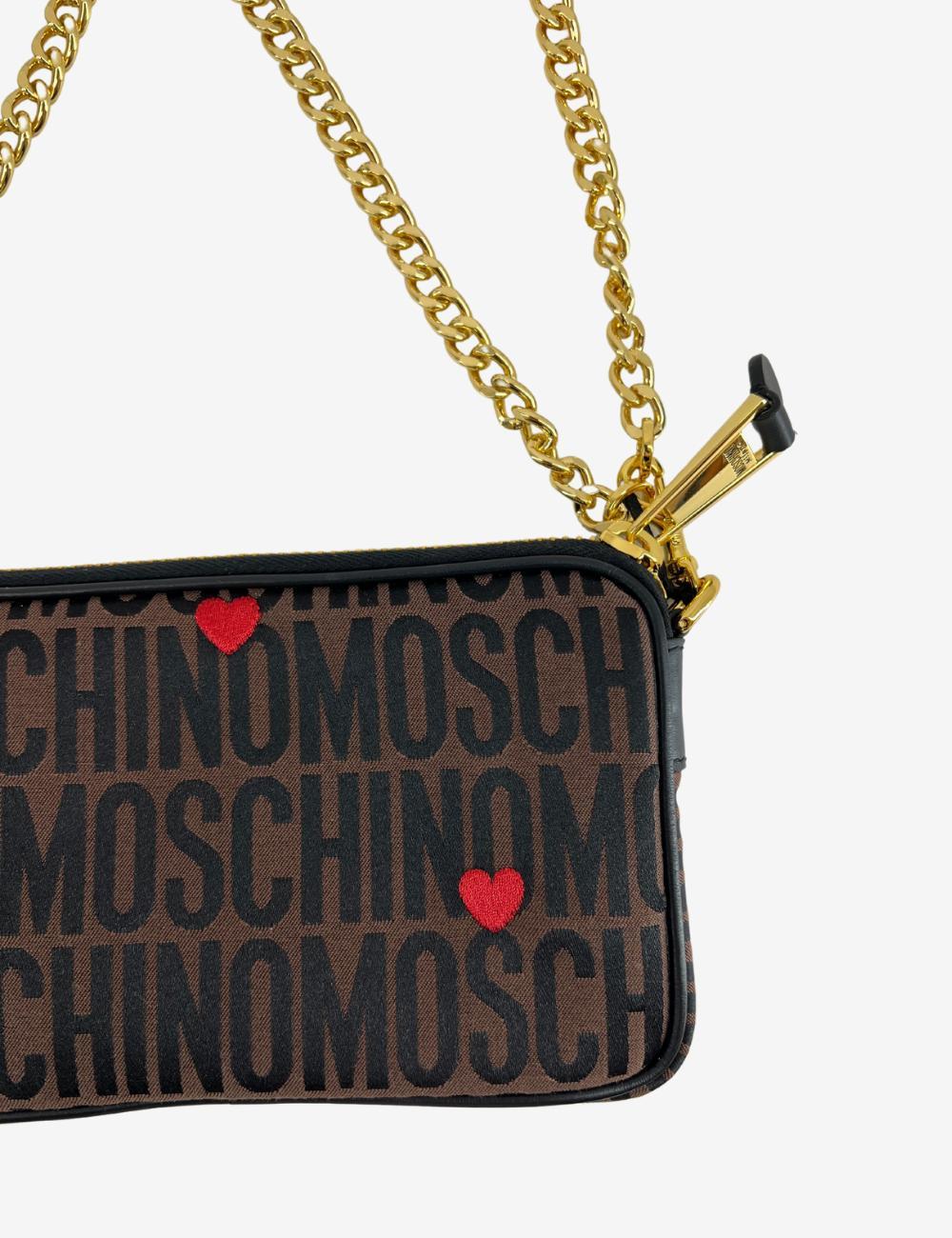 Borsa Moschino con cuori ricamati e tracolla donna