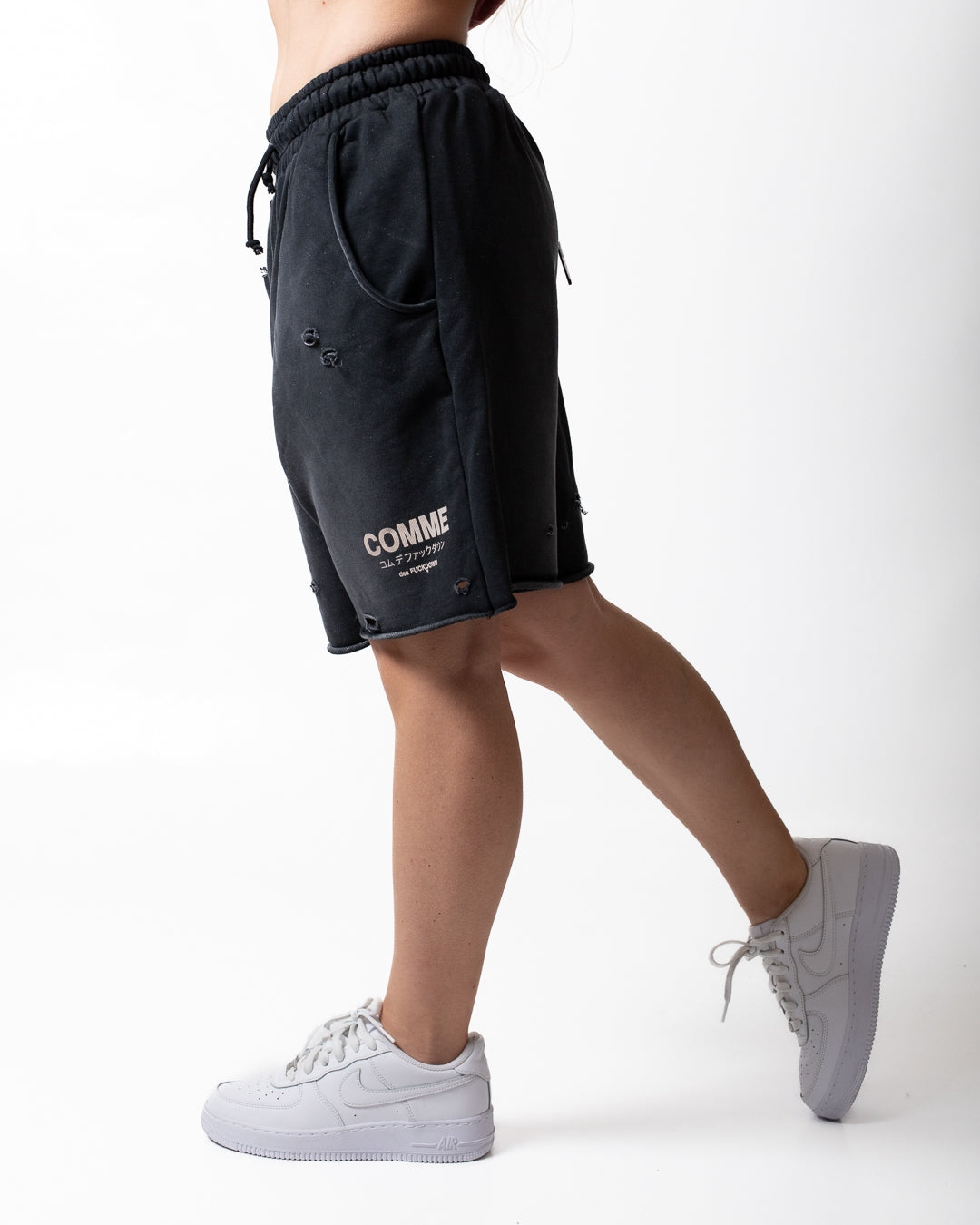 Bermuda Comme des Fuckdown in felpa con tagli donna
