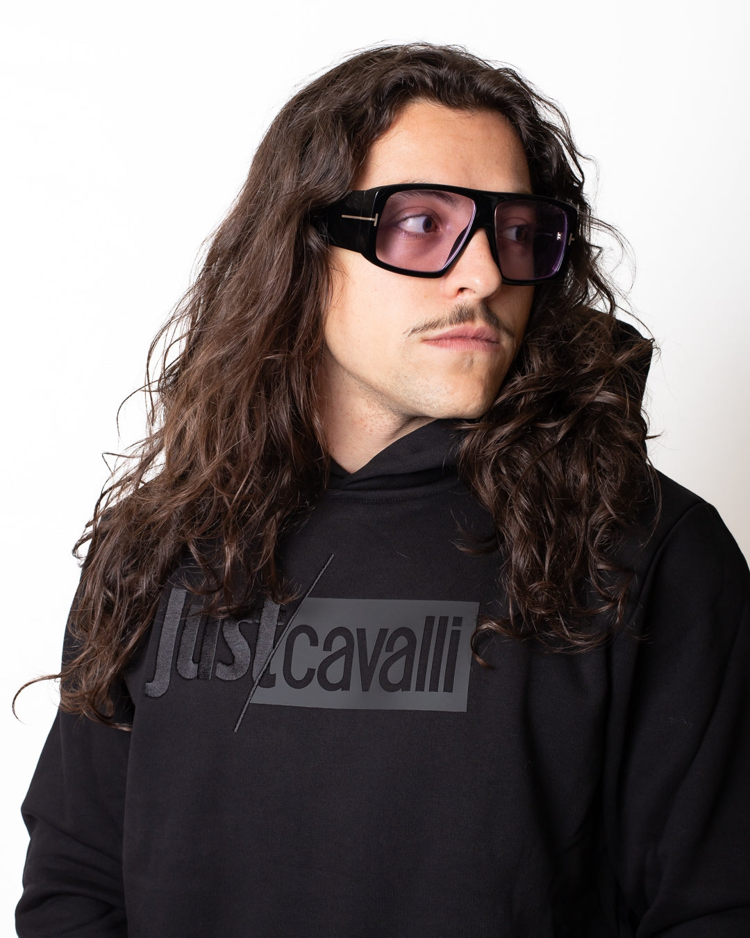 Felpa Just Cavalli "Logo Slash" con cappuccio uomo