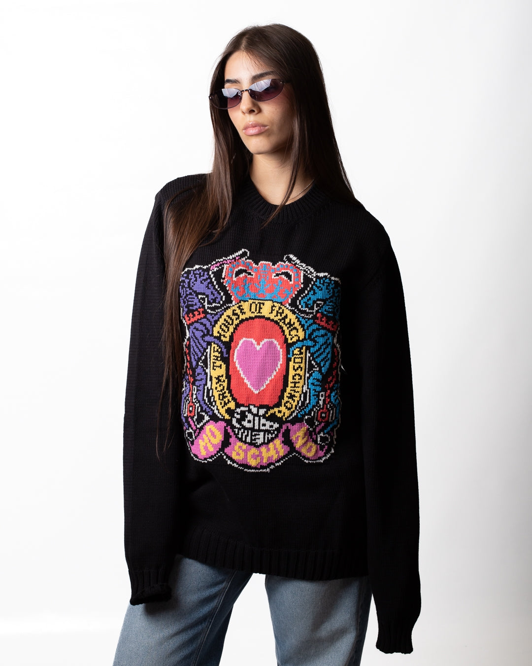 Maglia Moschino girocollo con maxi ricamo