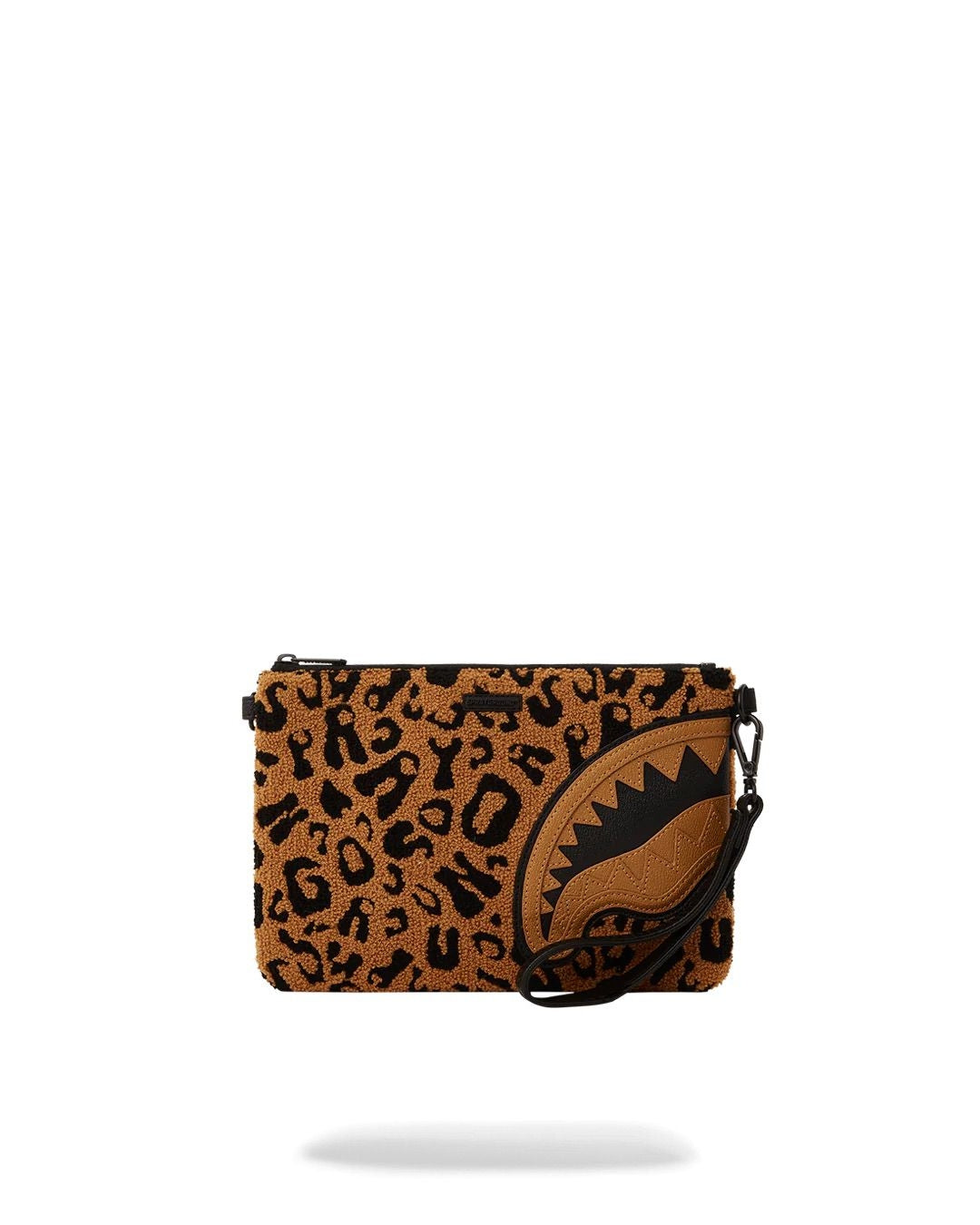 Pochette Sprayground marrone chenille cheetah clutch con tracolla