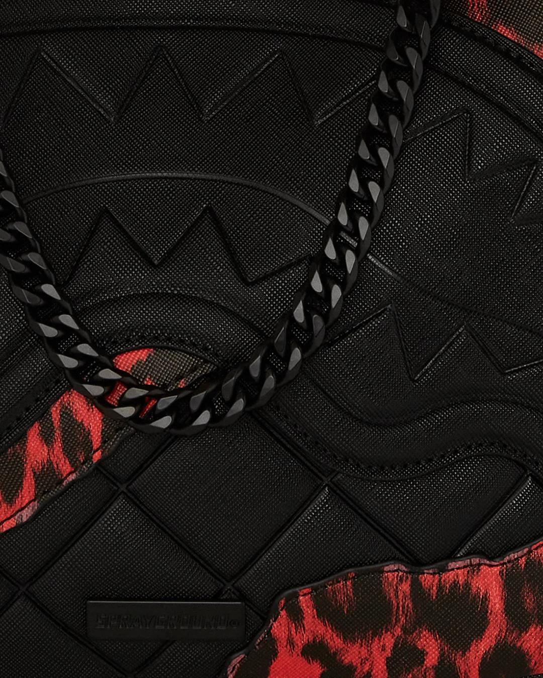 Borsa a spalla Sprayground nero "Red leopard puffer vice shoudlar bag" donna