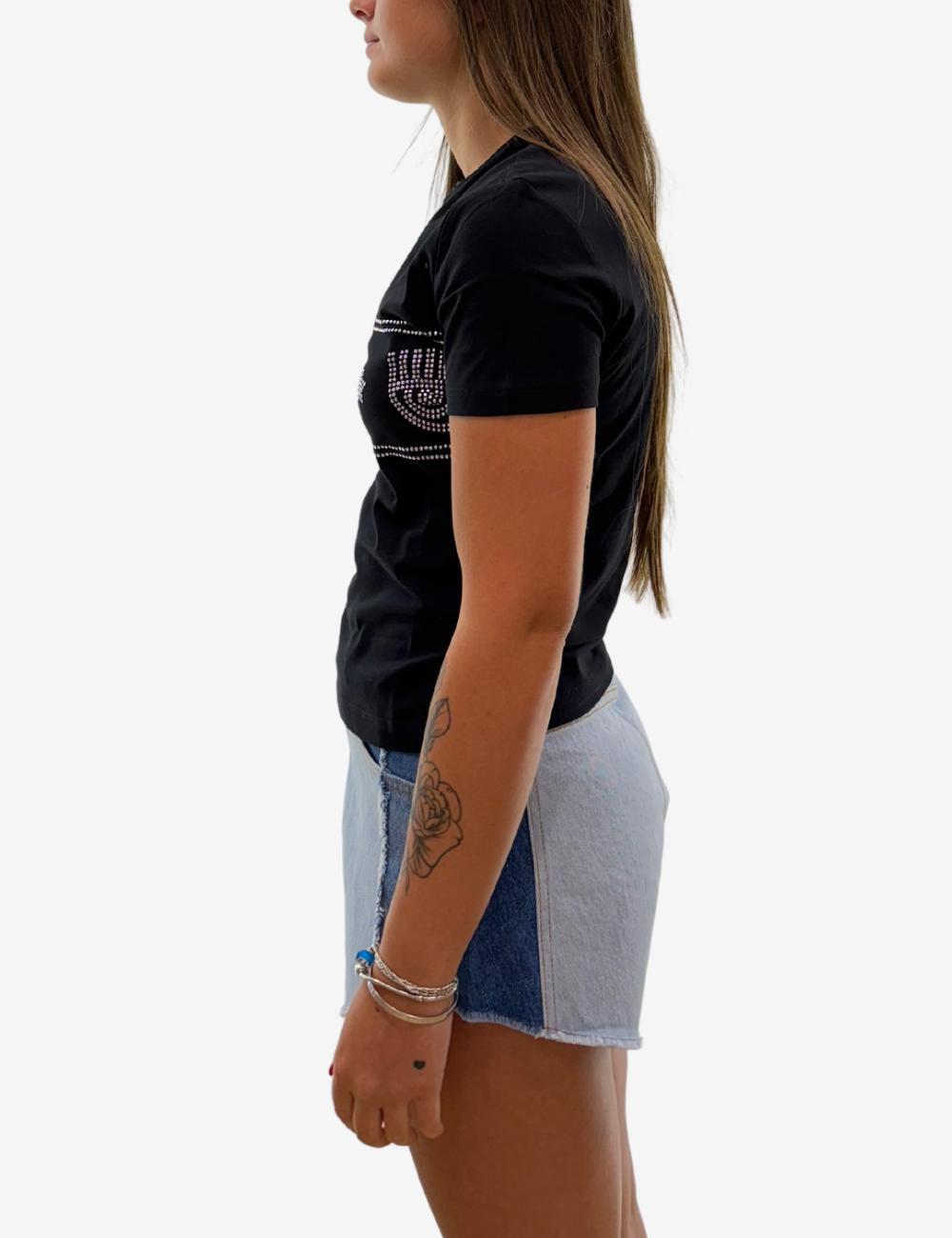 T-Shirt Chiara Ferragni con logo "Eye Star" in borchie donna