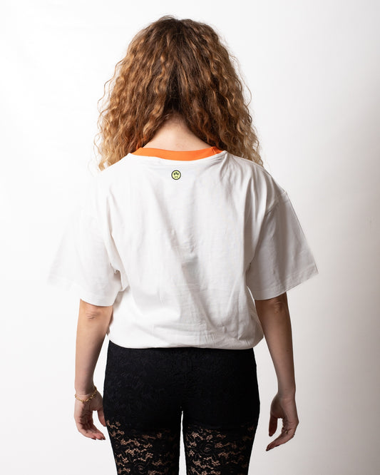 T-Shirt Barrow cropped con strass donna