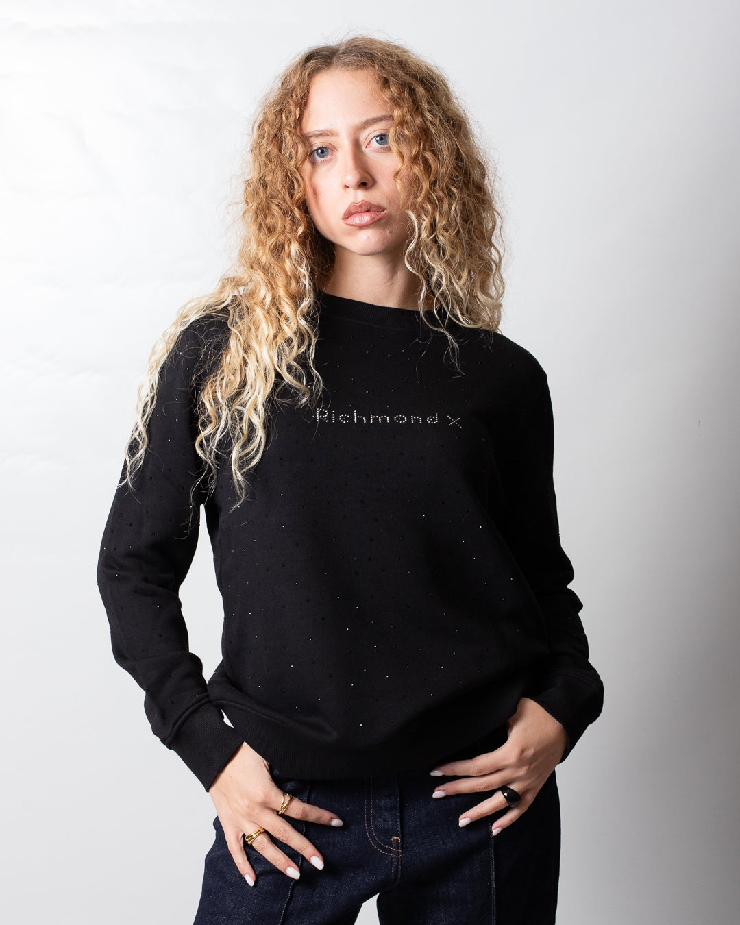 Felpa Richmond X girocollo con strass all-over donna