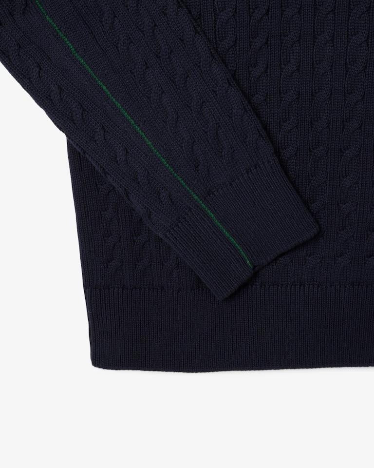 Maglia Lacoste girocollo con ricami intrecciati uomo