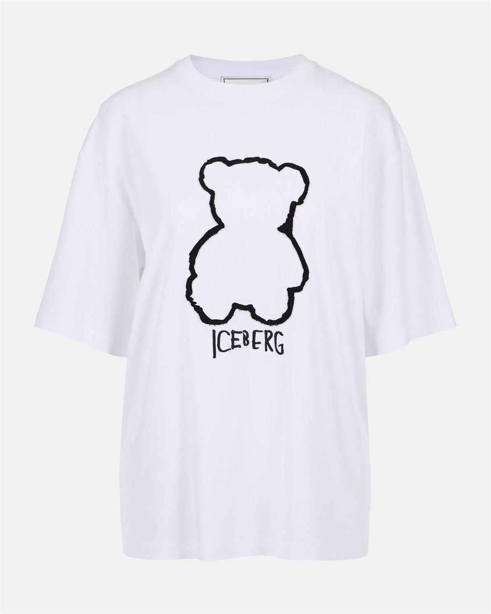 T-Shirt Iceberg con ricamo Teddy e logo donna
