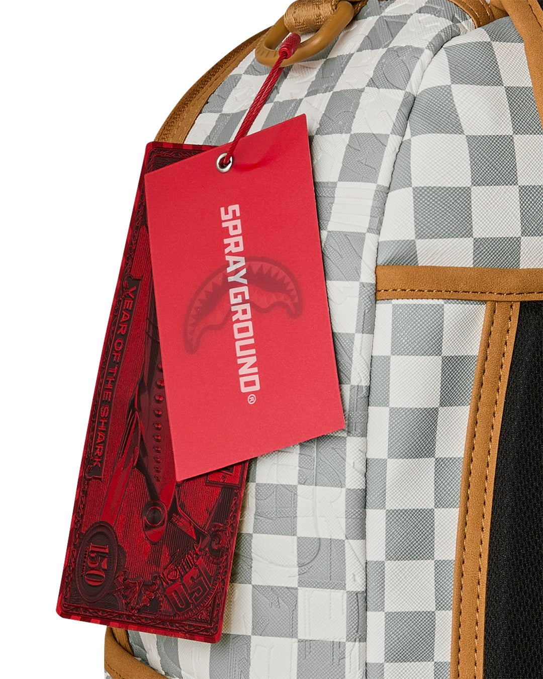 Zaino Sprayground bianco GRAFF EMBOSSED CREAM CHECK DLXSV BACKPACK