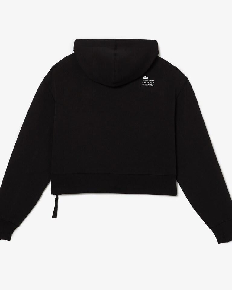 Felpa Lacoste cropped con cappuccio e logo in silicone donna