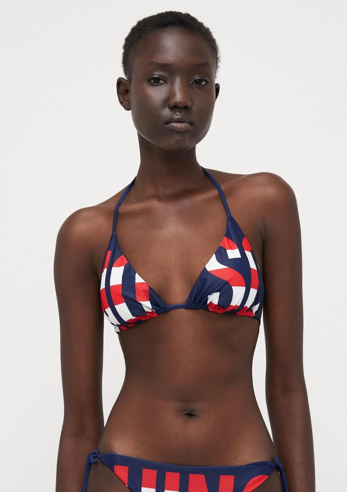 Triangolo mare Moschino Swim con maxi logo a strisce donna