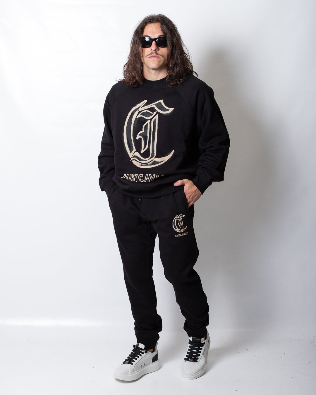 Pantalone Just Cavalli in felpa con logo stampato uomo