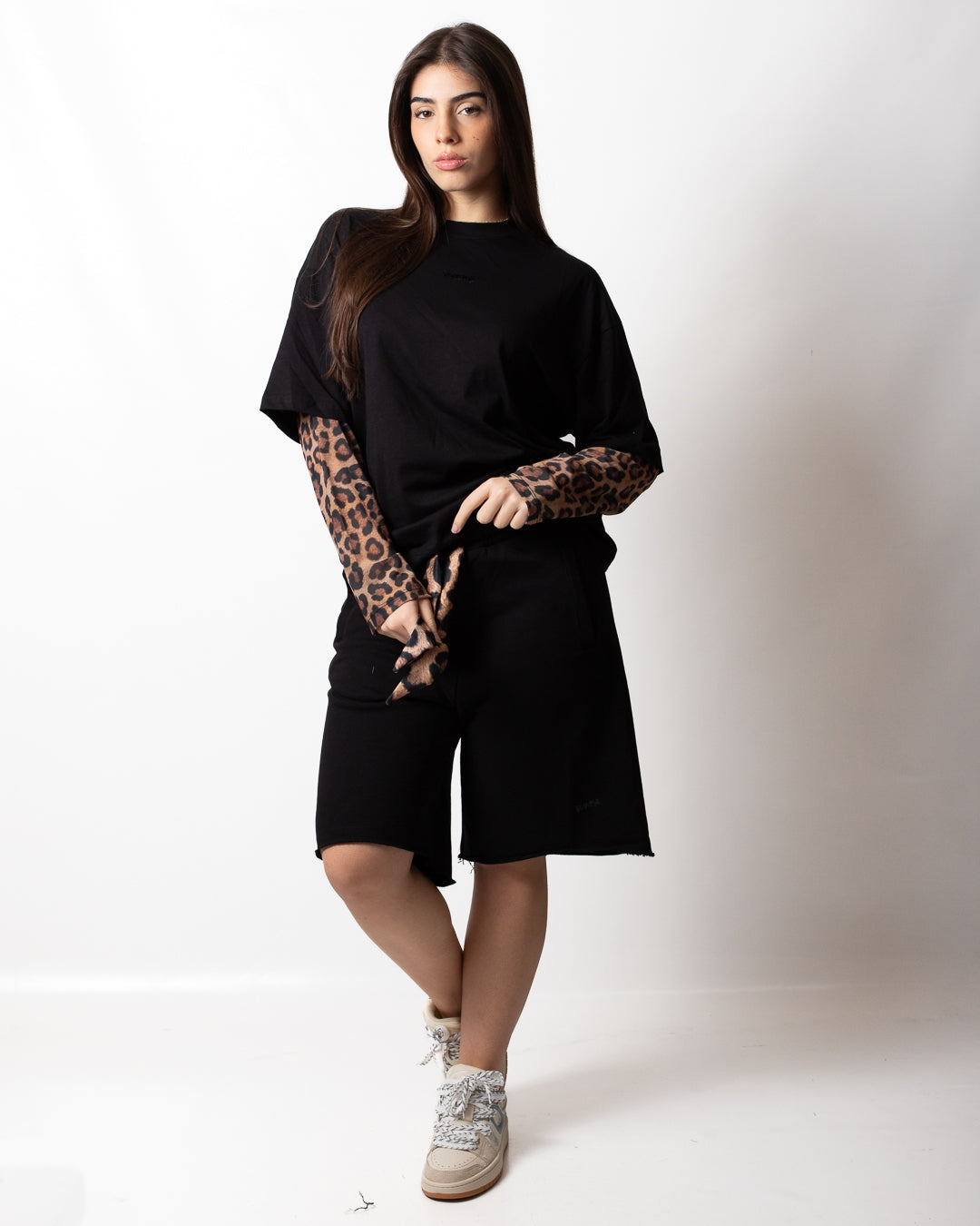 Bermuda Disclaimer con coulisse leopardata donna