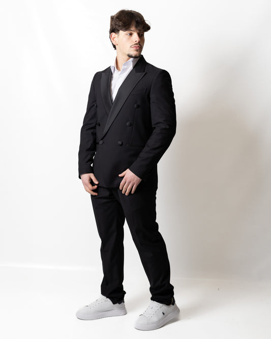 Abito Daniele Alessandrini "Sartoria" doppiopetto con collo satin uomo