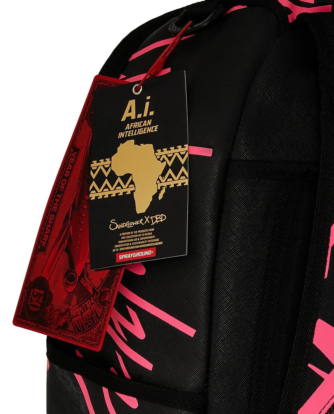 Zaino Sprayground nero AI Lion neon pink backpack