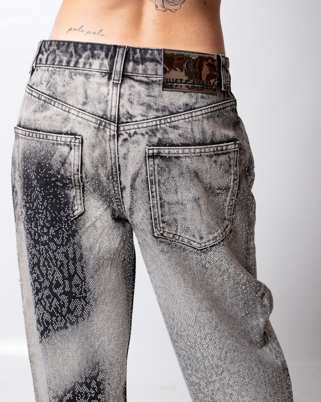 Jeans Just Cavalli boyfriend con strass all-over donna