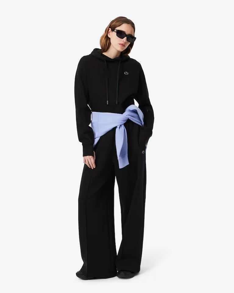 Felpa Lacoste cropped con cappuccio e logo in silicone donna