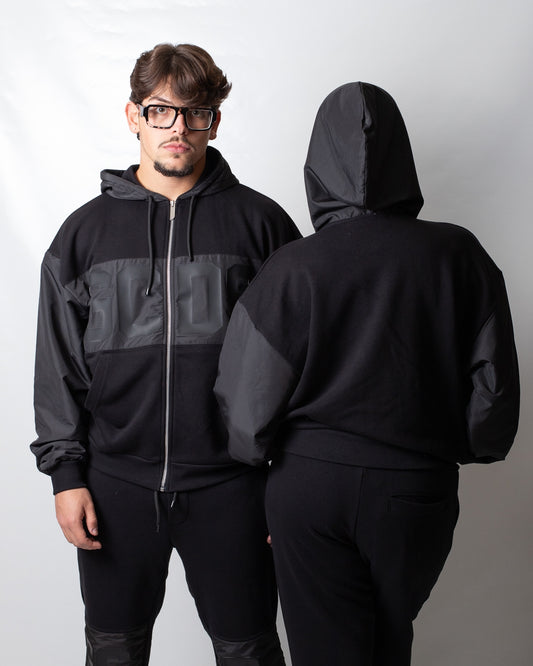 Felpa GCDS "Band Logo Nylon" fullzip con cappuccio