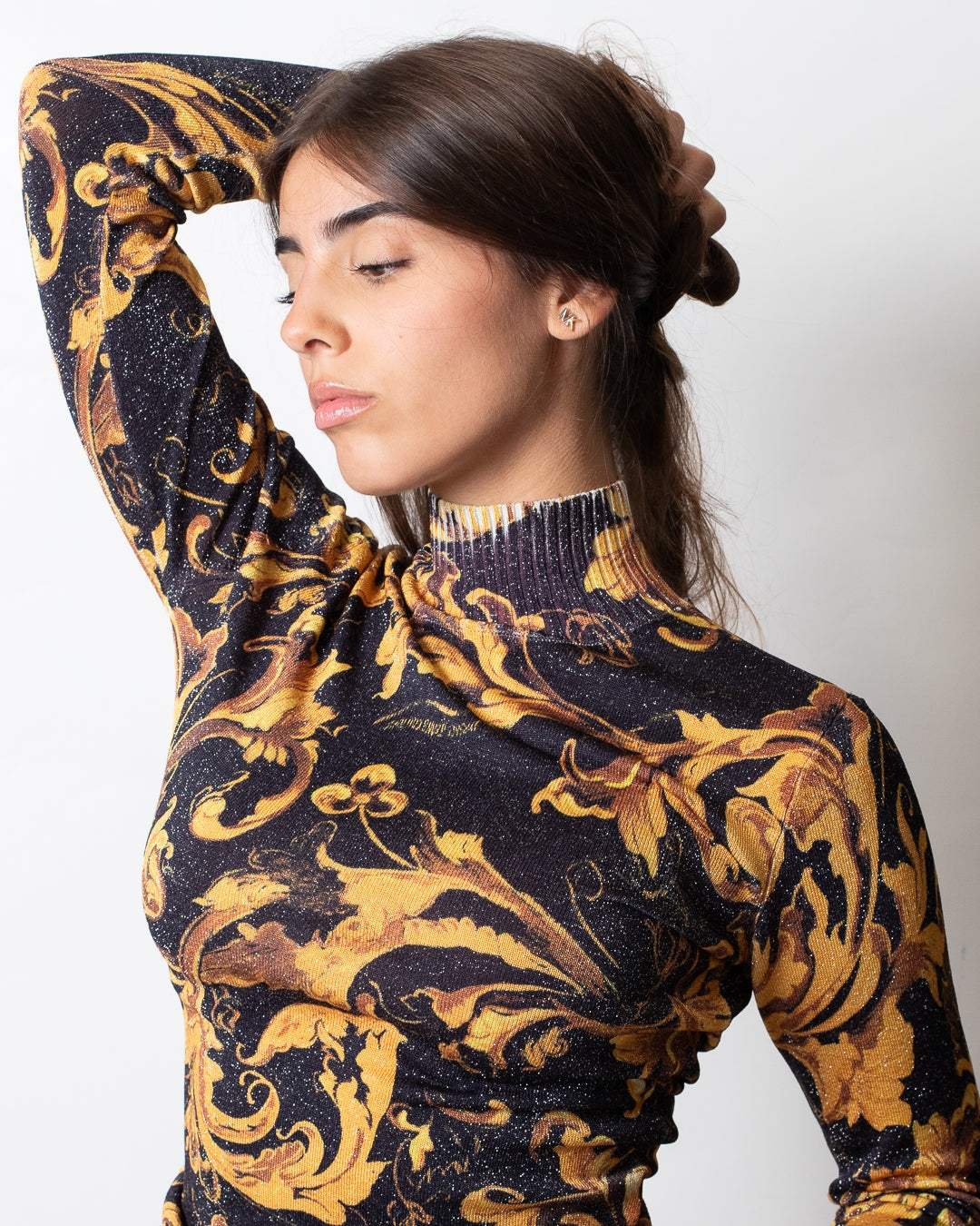 Maglia Versace Jeans Couture lupetto baroque all-over donna