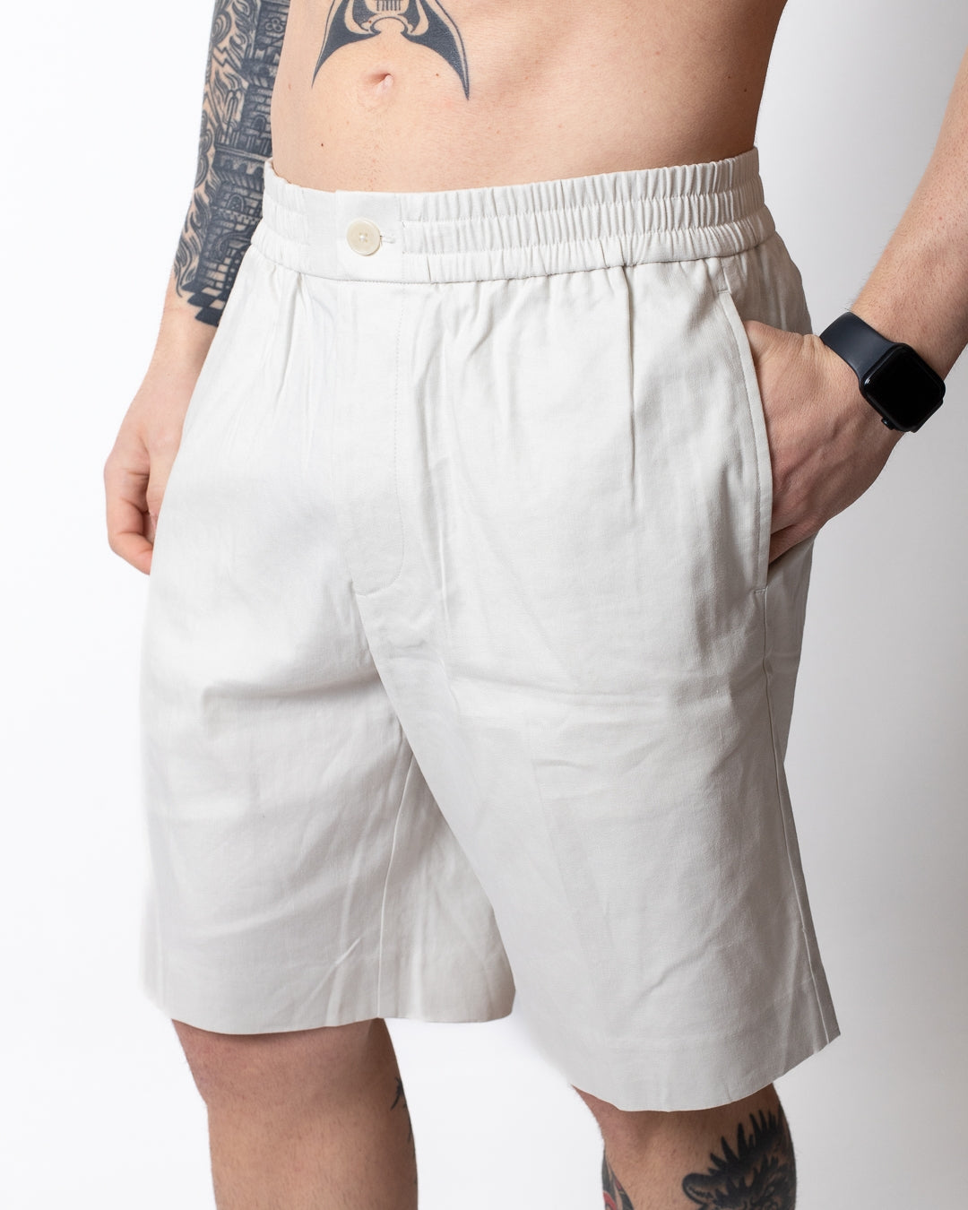 Bermuda Calvin Klein in misto lino con ricamo uomo