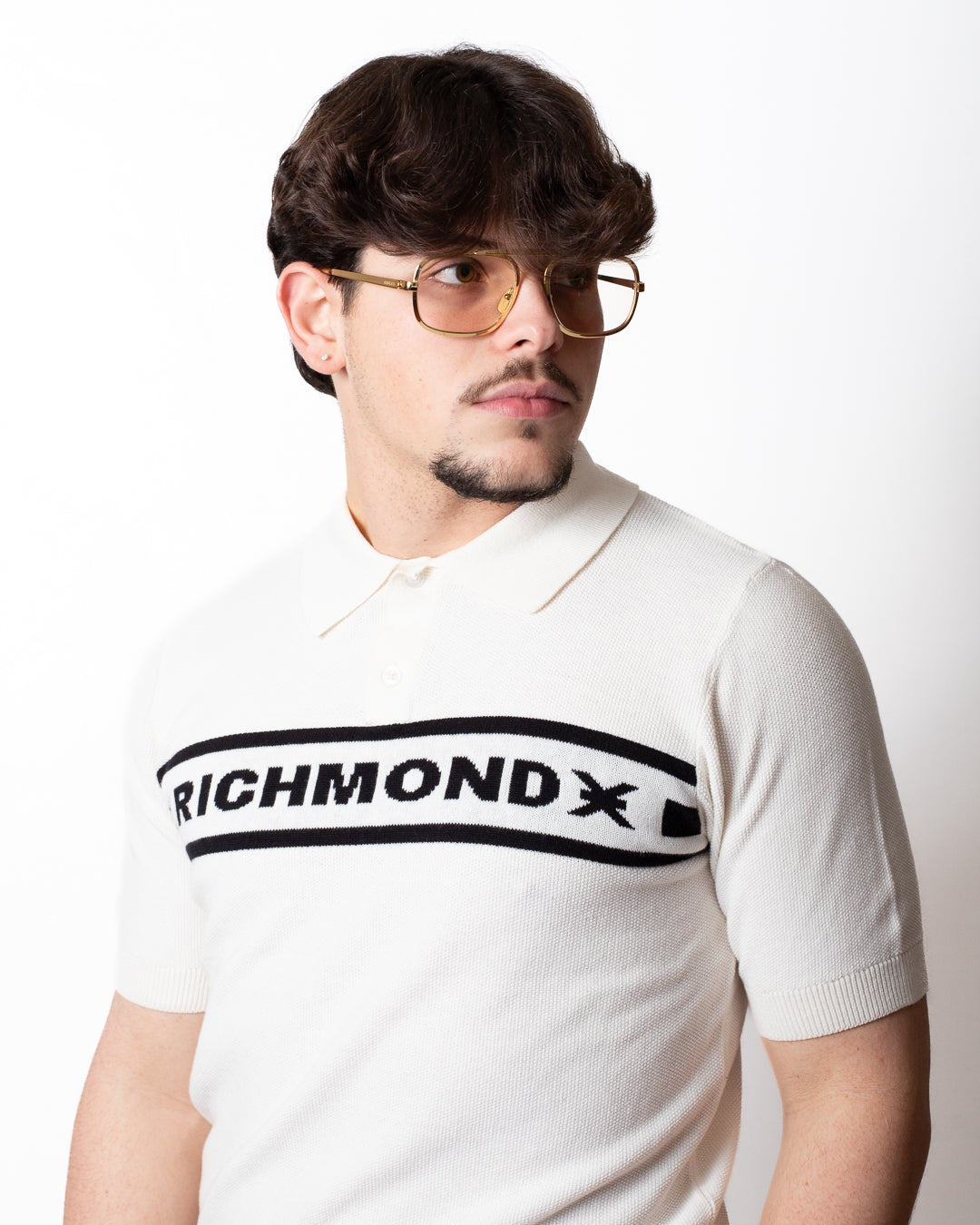 Polo Richmond X in maglia con fascia logata uomo