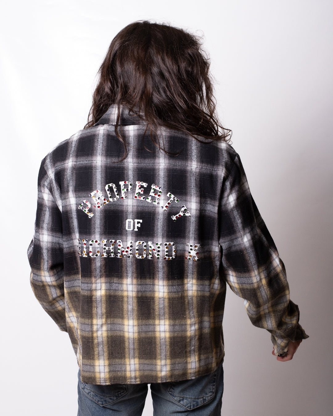 Camicia Richmond X in flanella con borchie