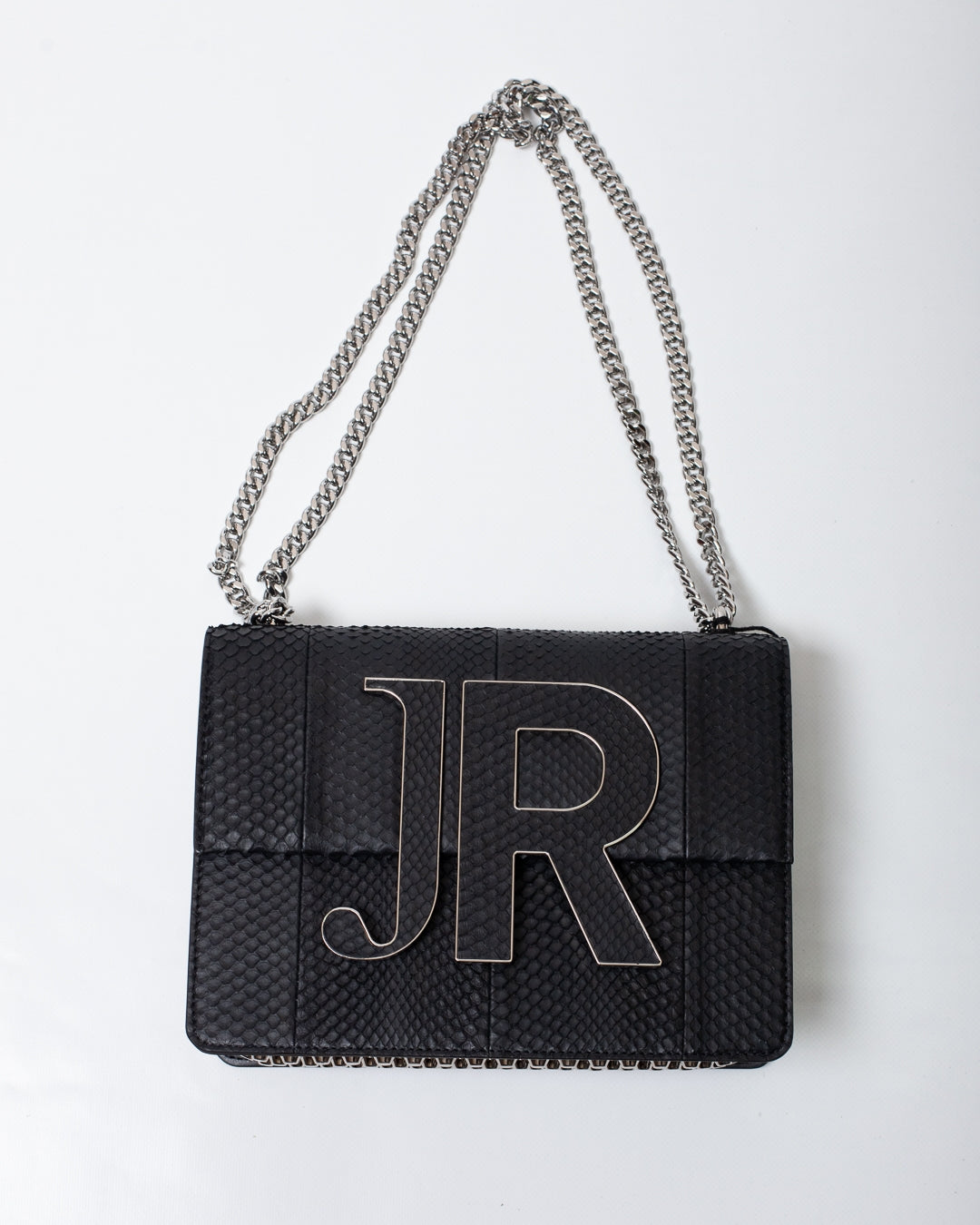 Borsa John Richmond black pitonata con maxi placca donna