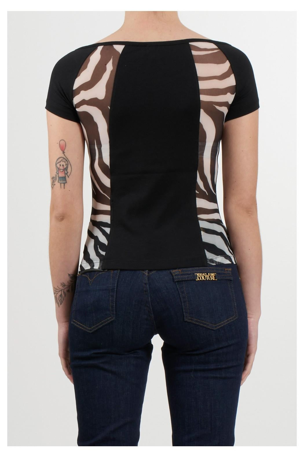 T-Shirt Versace Jeans Couture con logo e trasparenze donna