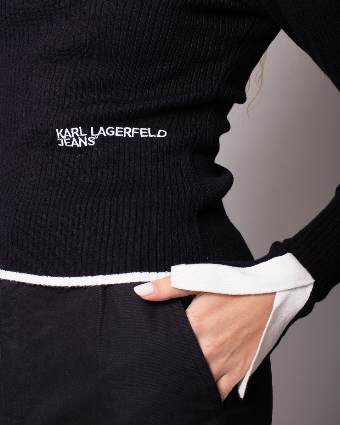 Maglia Karl Lagerfeld Jeans girocollo in costina donna