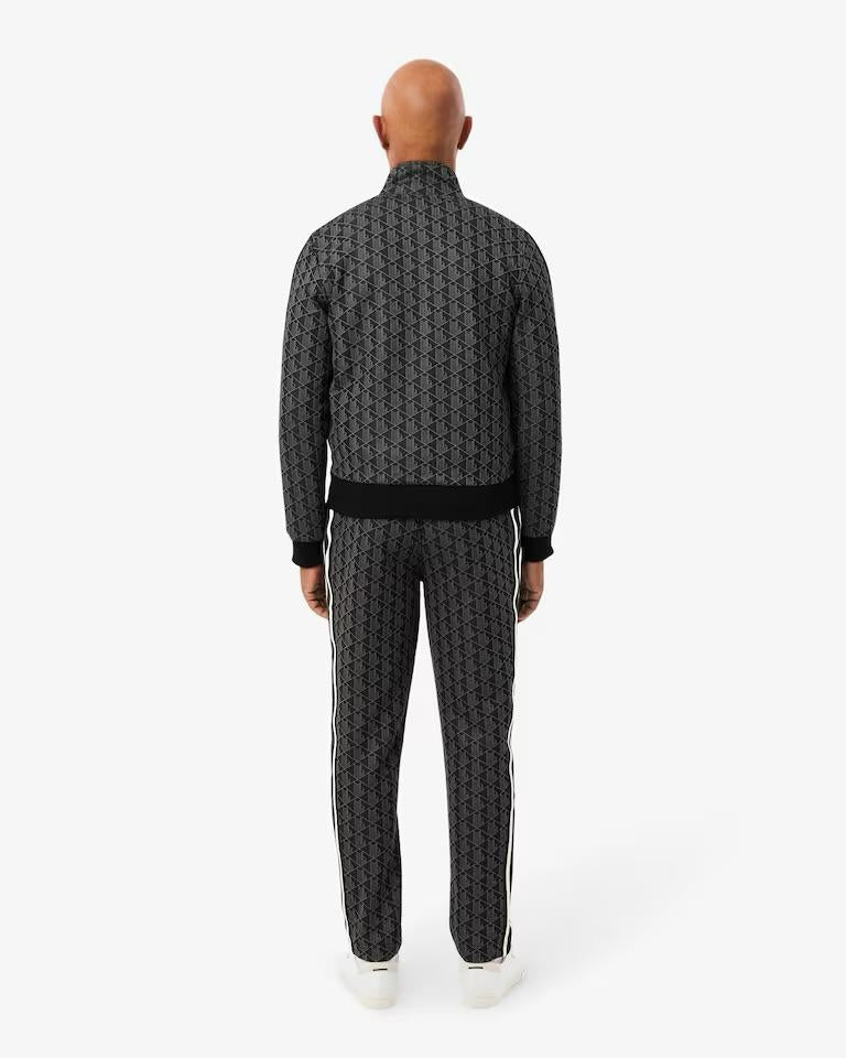 Felpa Lacoste con zip logata allover uomo