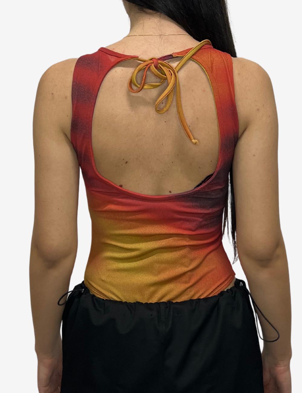 Body Vision of super con grafica "Abstract Fire" donna