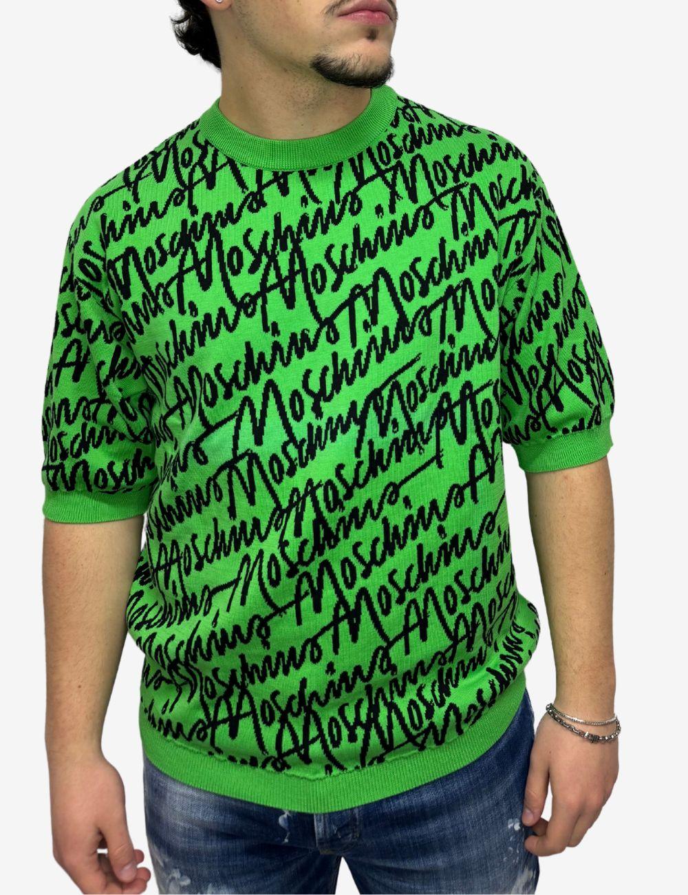 T-Shirt Moschino in maglia con logo all-over uomo