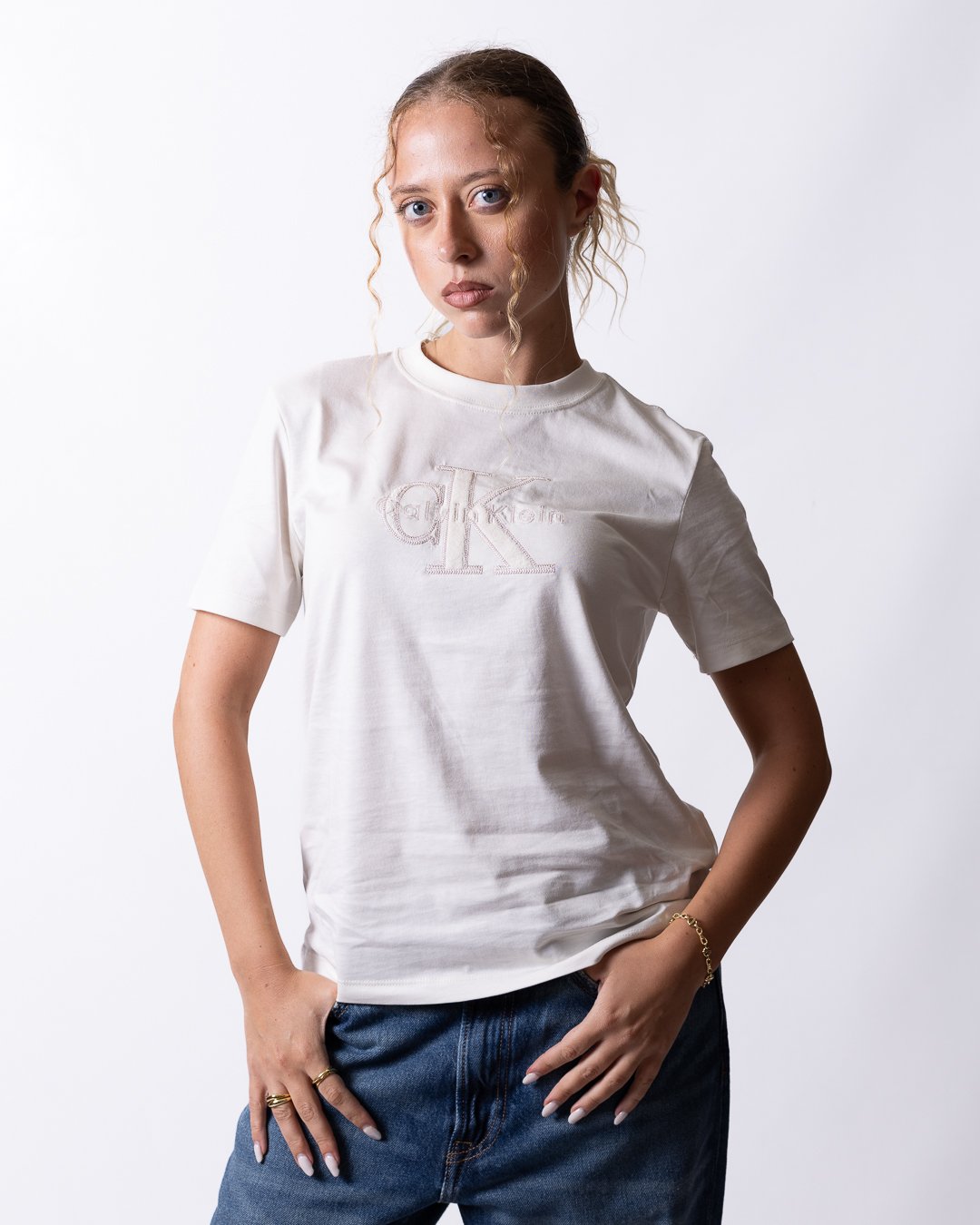 T-Shirt Calvin Klein girocollo "Embroidery Logo" donna
