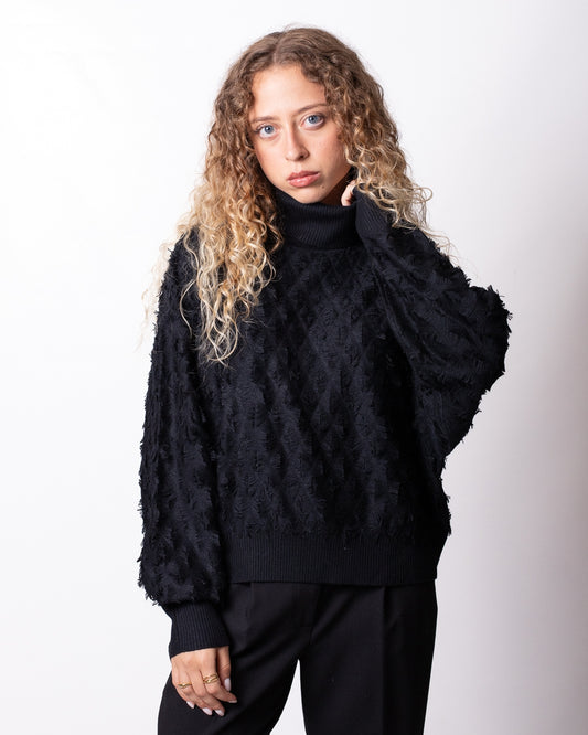 Maglia Twinset Actitude dolcevita con frange donna