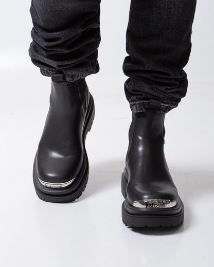Stivali Just Cavalli slip-on in pelle con placchetta logata uomo