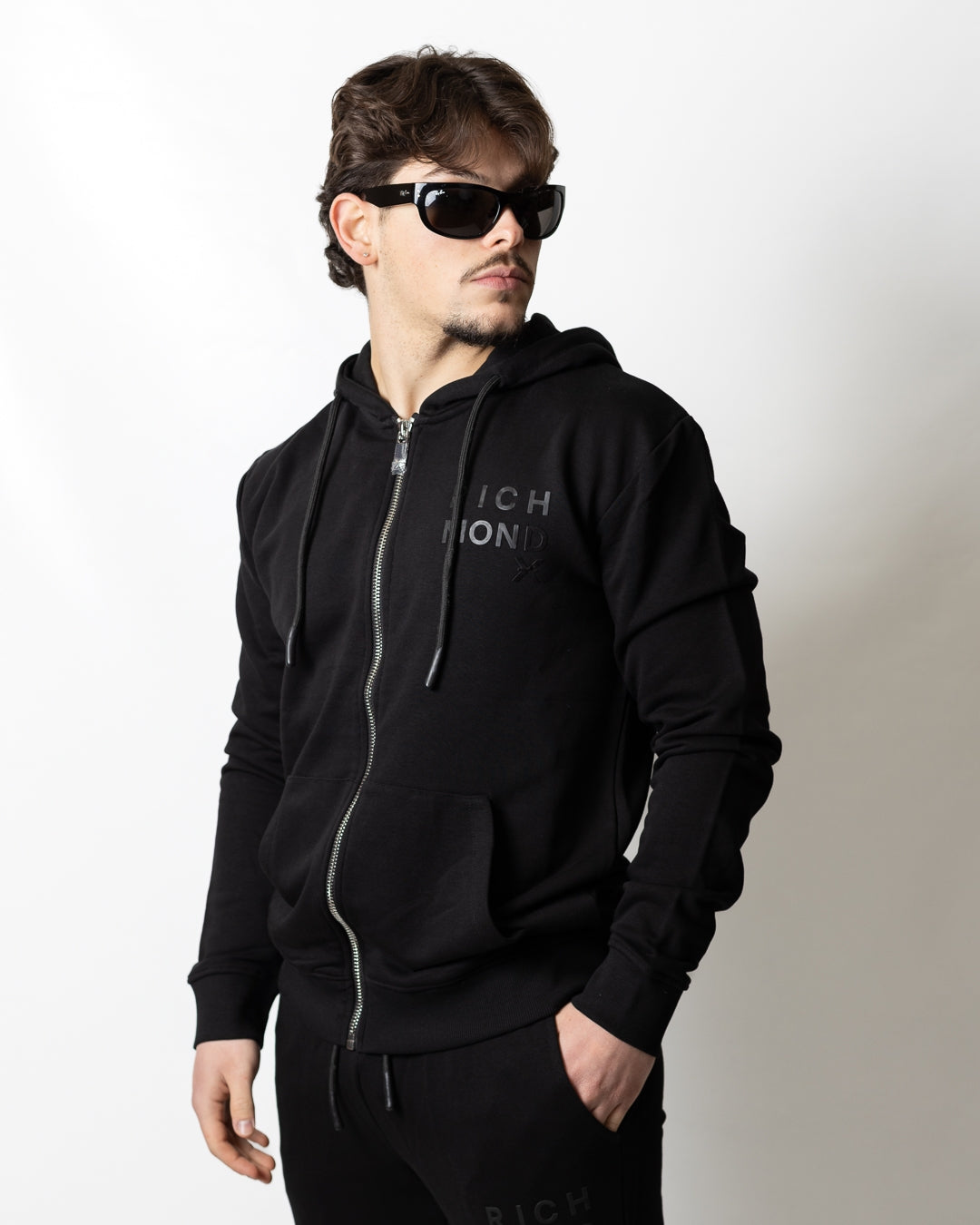 Felpa Richmond X fullzip con cappuccio e logo uomo