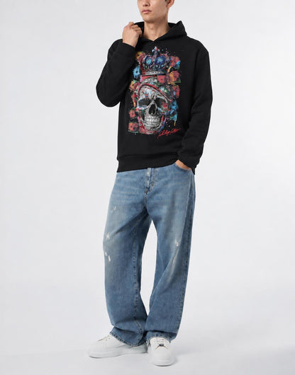 Felpa Philipp Plein "Multicolor Skull Dollar" con cappuccio