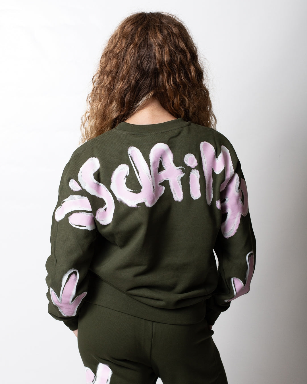 Felpa Disclaimer girocollo con glitter e logo stampato donna