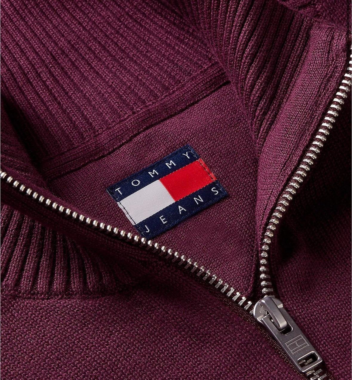 Maglia Tommy Jeans mezza zip con bandierina ricamata