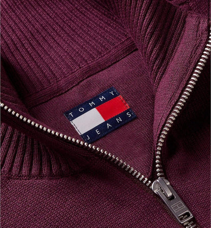 Maglia Tommy Jeans mezza zip con bandierina ricamata