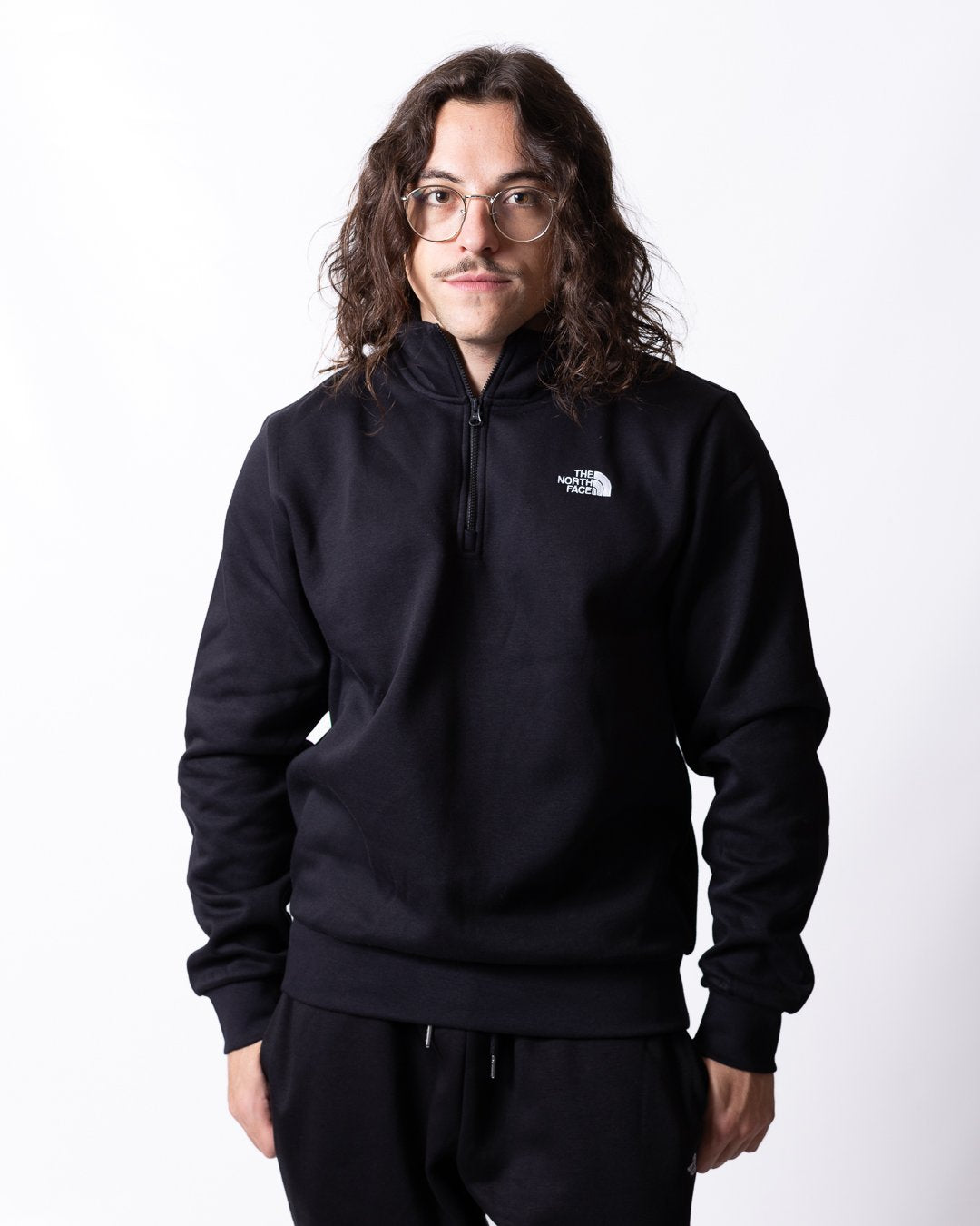 Felpa The North Face mezza zip con logo ricamato uomo