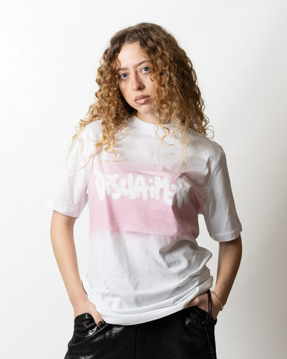 T-Shirt Disclaimer con stampa e glitter donna