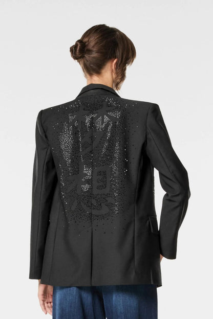 Giacca blazer Nenette monopetto in lana con strass donna