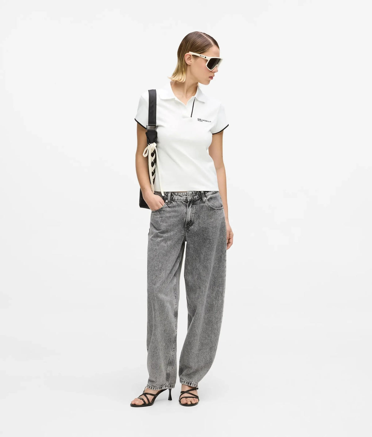Polo Karl Lagerfeld Jeans slim con ricamo donna