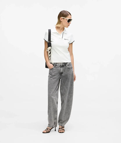 Polo Karl Lagerfeld Jeans slim con ricamo donna