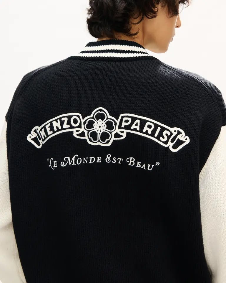 Cardigan Kenzo Paris full zip con maxi ricamo sul retro