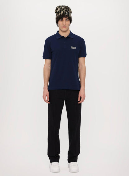 Polo Versace Jeans Couture in pique con logo in metallo uomo