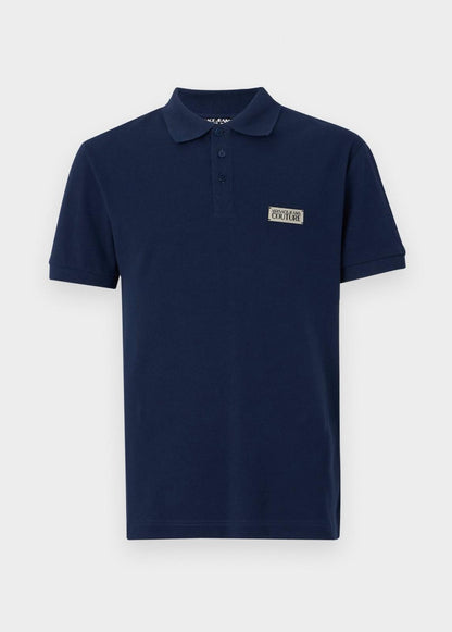 Polo Versace Jeans Couture in pique con logo in metallo uomo
